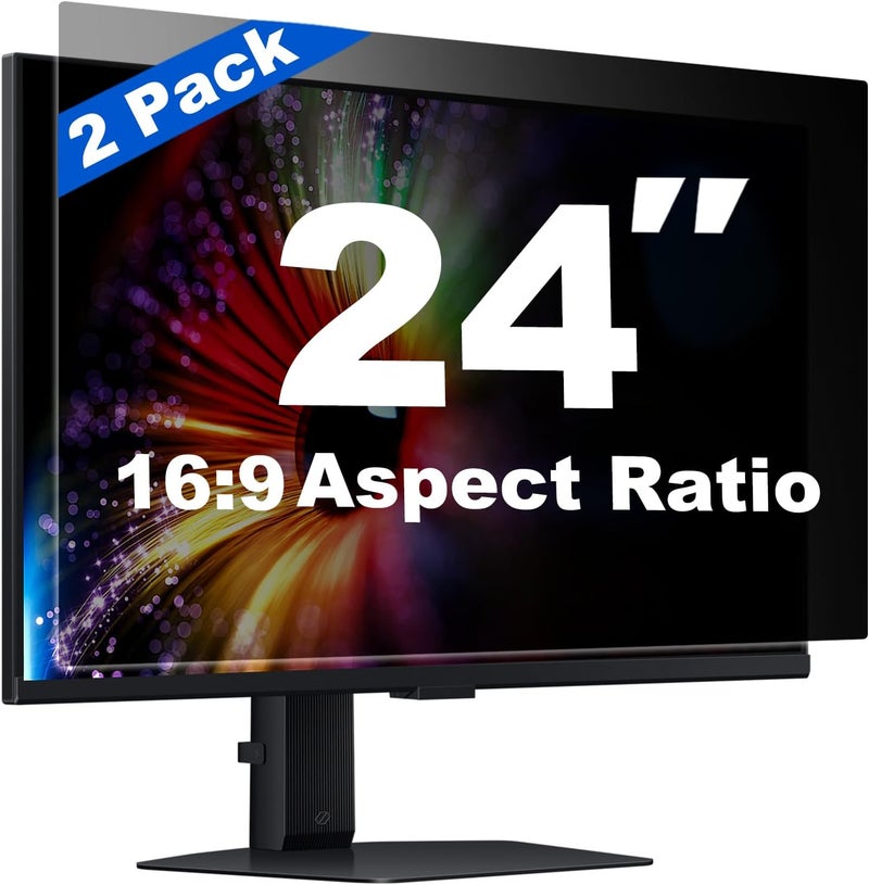 Twugs [2 Pack] 24 Inch Computer Privacy Screen for 16:9 Aspect Ratio Widescreen Monitor, Eye Protection Anti Glare Blue Light Filter Shield, Removable Anti-Scratch Anti Spy Protector - Image 1